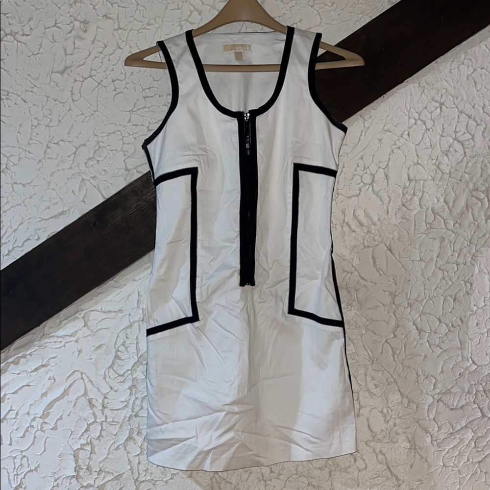 Elegant White Dress with Black Trim